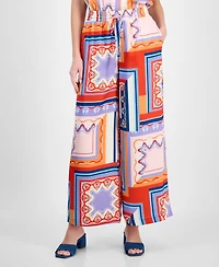 T Tahari Women's Printed Wide-Leg Pull-On Pants