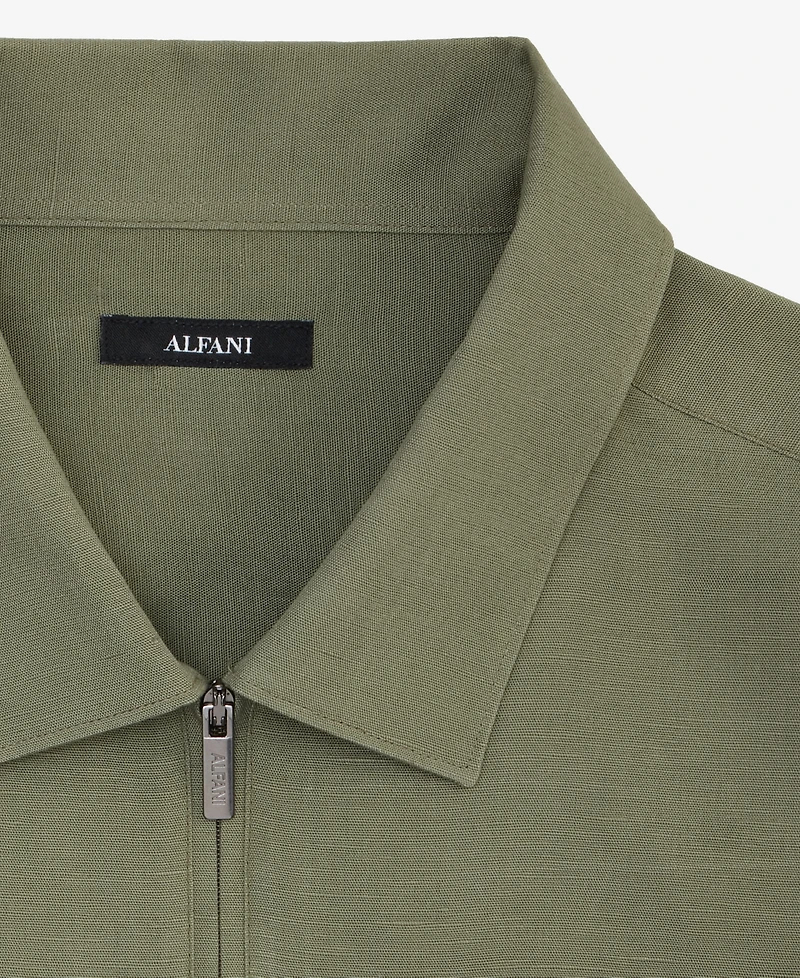 Alfani Men's Quarter-Zip Linen Shirt, Exclusively at Macy's