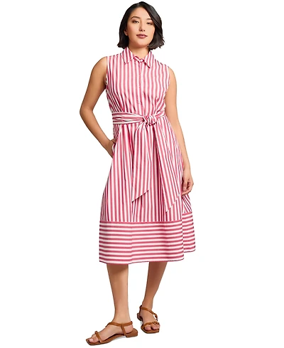 Jones New York Petite Striped Midi Shirtdress