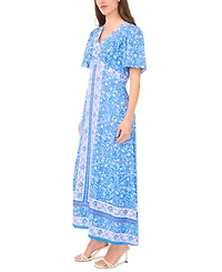 Msk Women's Printed Short-Sleeve Maxi Dress