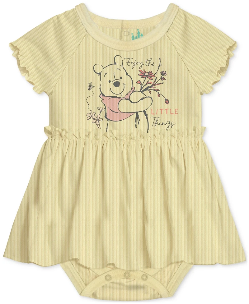 Disney Baby Girls Winnie-the-Pooh Skirted Bodysuits & Headband, 3 Piece Set