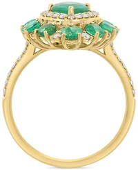 Effy Emerald (2 ct. t.w.) & Diamond (3/8 ct. t.w.) Pear Halo Statement Ring in 14k Gold