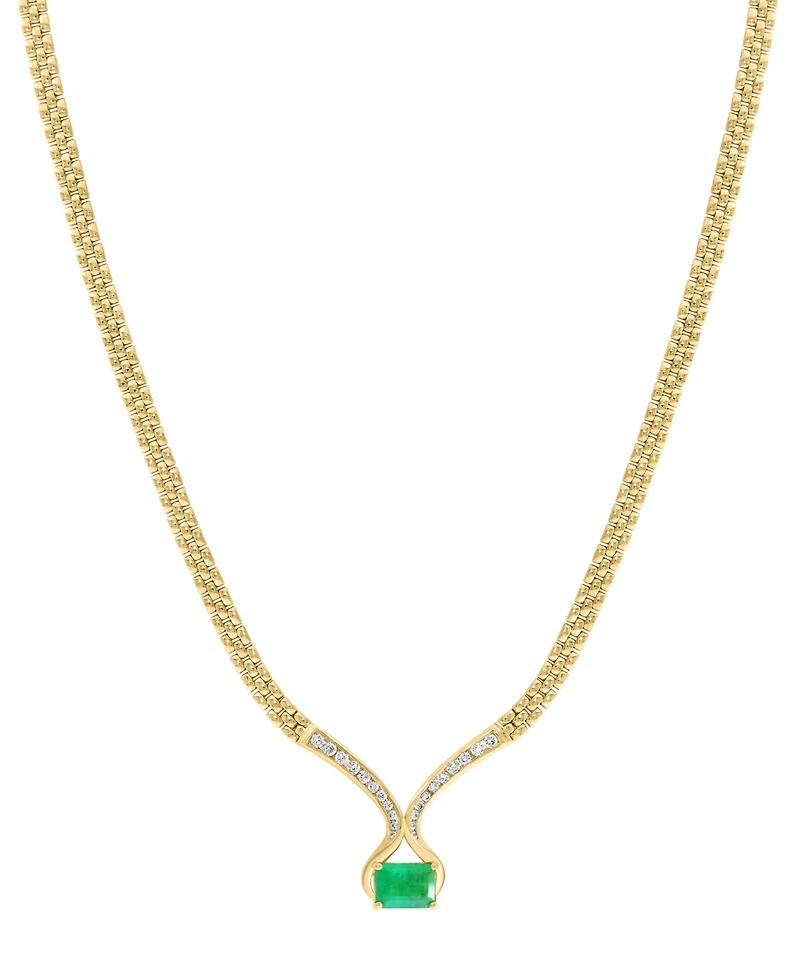 Effy Emerald (1-3/8 ct. t.w.) & Diamond (1/3 ct. t.w.) Fancy 16" Collar Necklace in 14k Gold