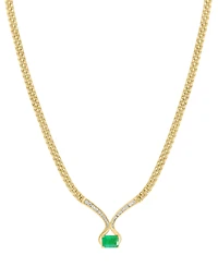 Effy Emerald (1-3/8 ct. t.w.) & Diamond (1/3 ct. t.w.) Fancy 16" Collar Necklace in 14k Gold