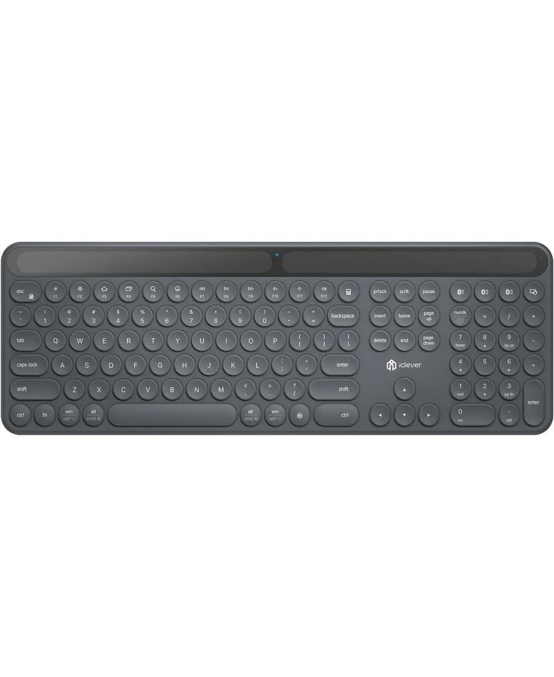 Solar Bluetooth Keyboard, Wireless Keyboard with Solar & Indoor Light Charging, Full Size, 3-Device Connectivity