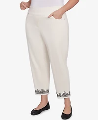 Alfred Dunner Plus Natural Instinct Classic Cuffed Medallion Pull On Ankle Pants