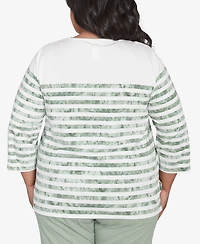 Alfred Dunner Plus Santa Fe Tie Dye Stripe Embroidered Top