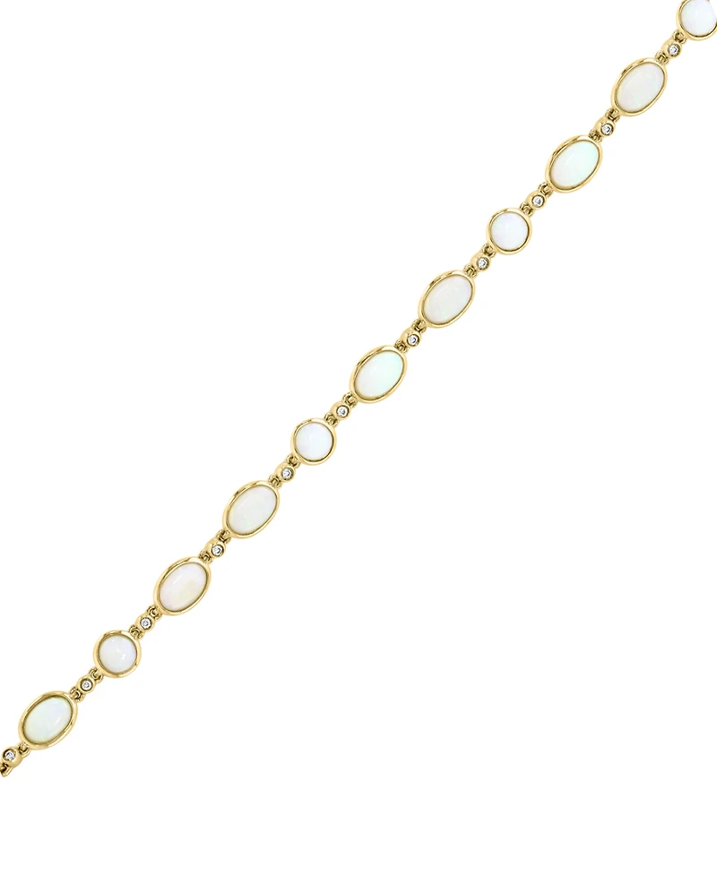 Lali Jewels Opal (6x4mm) & Diamond (1/10 ct. t.w.) Flex Bracelet in 14k Yellow Gold