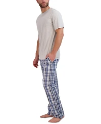 Hanes Men's 2-Pc. Relaxed-Fit Sleep T-Shirt & Stretch Plaid Pajama Pants Set