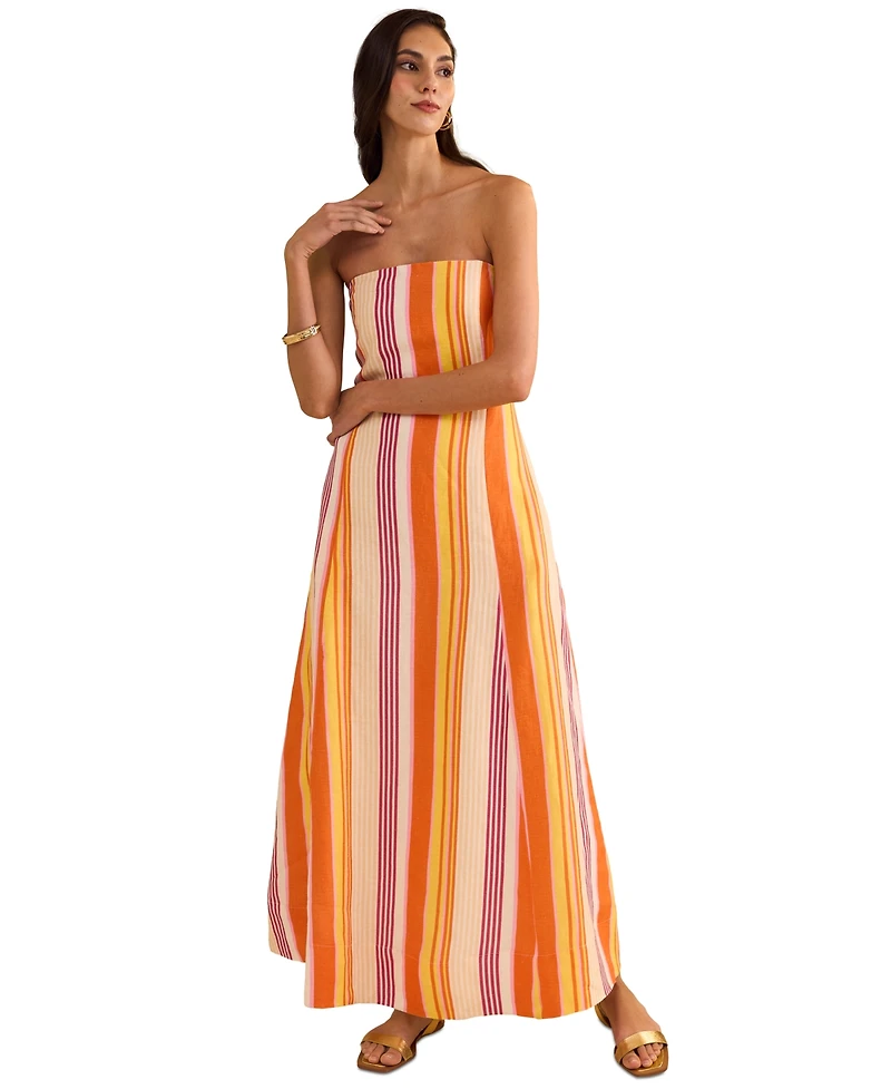 1.state Women's Striped Strapless Maxi Dress