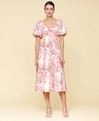 Avec Les Filles Women's Floral-Print Puffed-Sleeve Dress