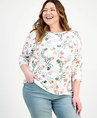 Style & Co Plus Printed 3/4-Sleeve Knit Top