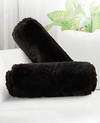 Cheer Collection Shaggy Bolster Decorative Pillow Set, 8" x 24"