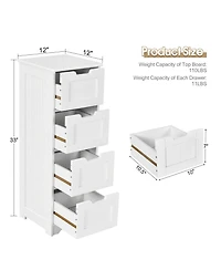 Gymax Bathroom Floor Cabinet Free-Standing Side Storage Organizer w/ 4 Drawers