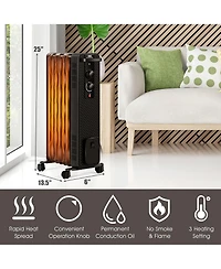 Gymax 1500W Oil Filled Radiator Space Heater w/ 3 Heating Modes White