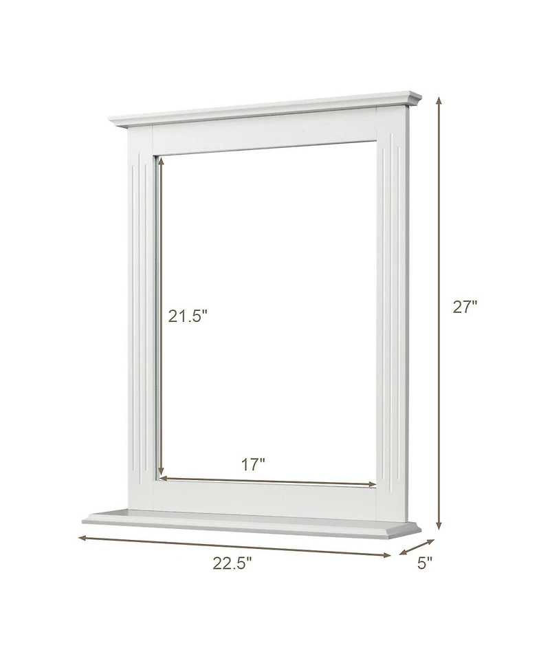 Gymax Bathroom Wall Mirror W/Shelf Square Vanity Makeup Mirror Multipurpose Usage