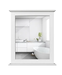 Gymax Bathroom Wall Mirror W/Shelf Square Vanity Makeup Mirror Multipurpose Usage