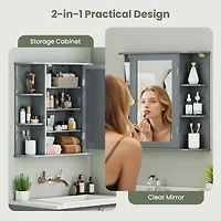 Gymax Wall Mounted Medicine Storage Cabinet Bathroom Organizer Cupboard W/Mirror