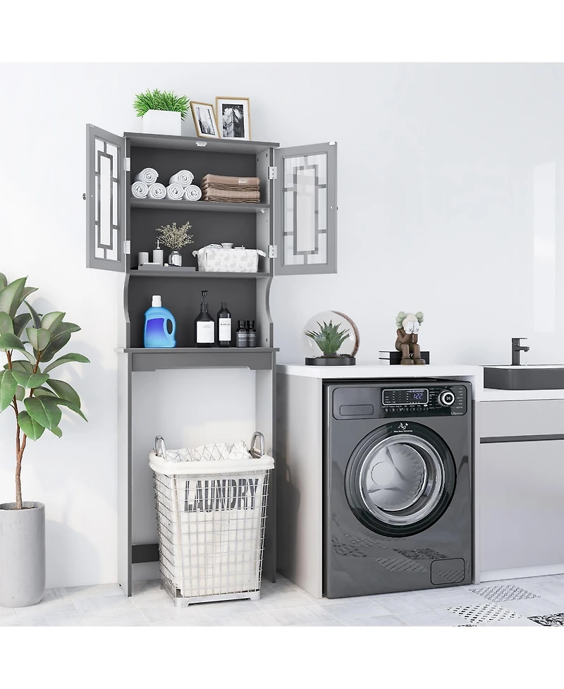 Gymax Bathroom Over The Toilet Space Saver Storage Cabinet Organizer Shelf