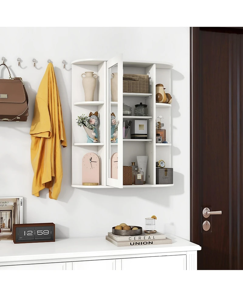 Gymax Bathroom Wall Medicine Cabinet Wall Mounted Storage Organizer w/ Mirror Door