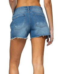 Edikted Womens Scottie Low Rise Denim Shorts
