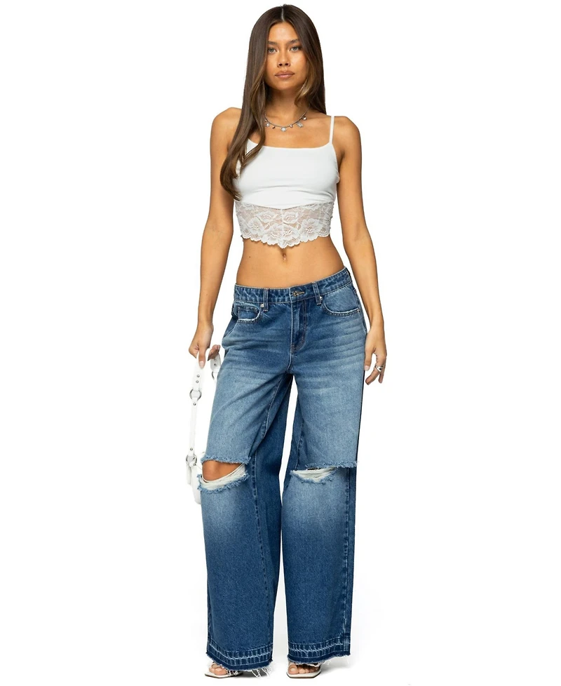 Edikted Women's Mylah Lacey Asymmetric Tank Top