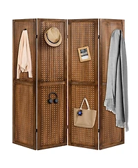 Pegboard Display with 360° Metal Hinges and Solid Wood Frame-4 Panel