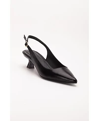 Lety Slingback Kitten Heel Leather Pumps
