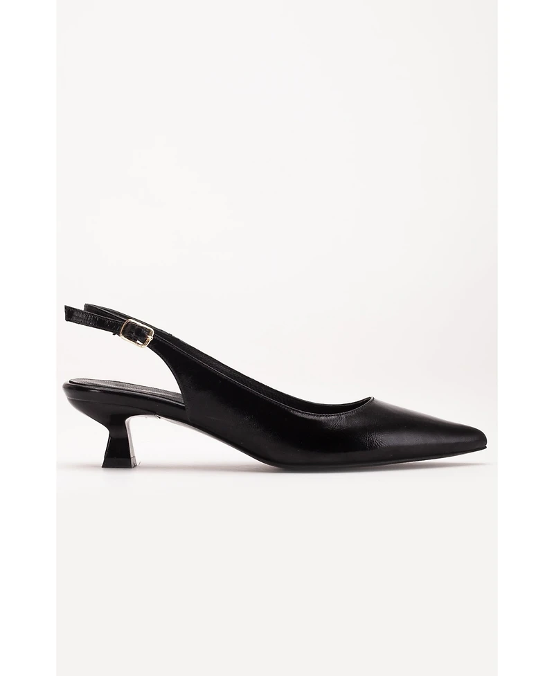 Lety Slingback Kitten Heel Leather Pumps