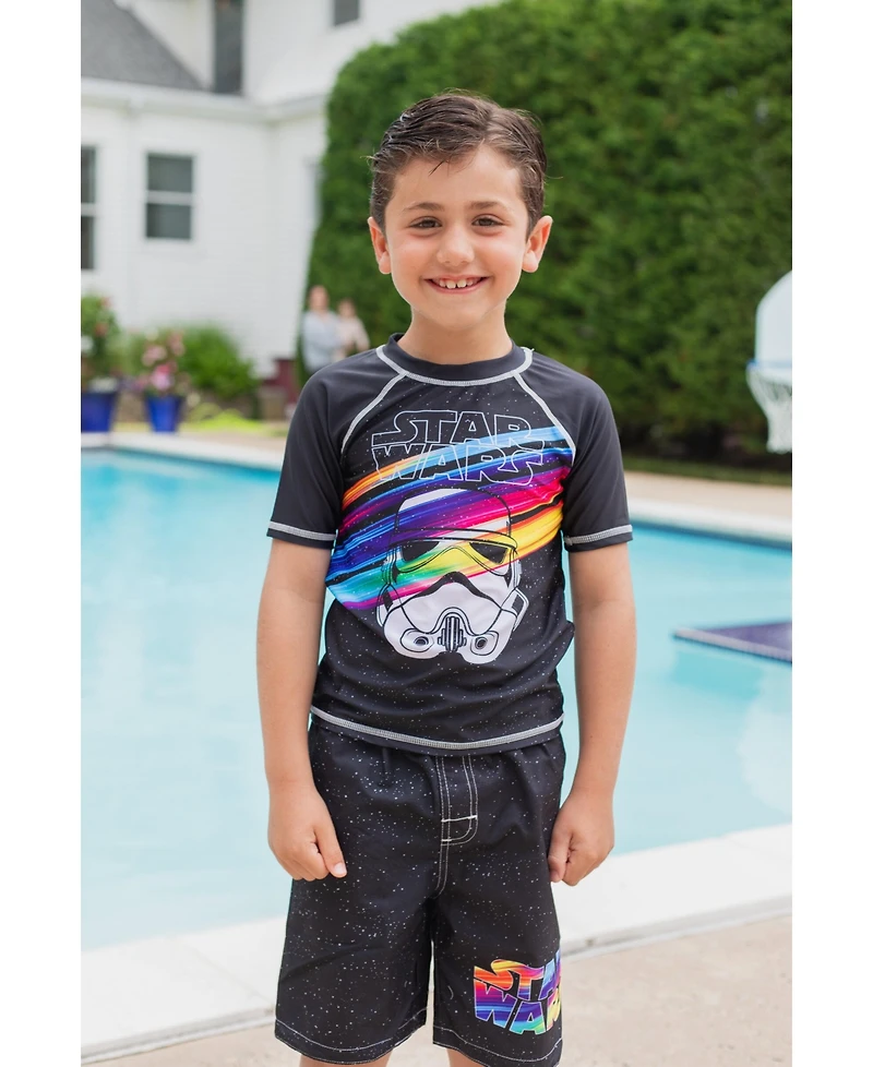 Star Wars Boys Rash Guard and Swim Trunks Outfit Set