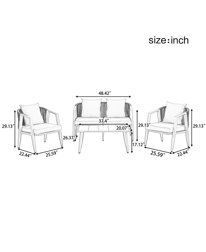 Mondawe Durable and Comfortable Outdoor Seating Set,Suitable for Patios, Lawns, Poolsides