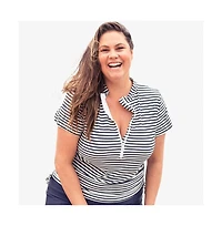 Calypsa Plus Size Half-Zip Adele Swim Top