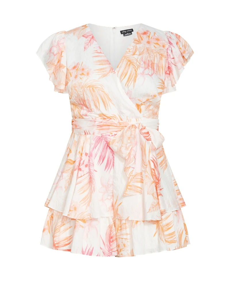 City Chic Plus Summer Frill Playsuit