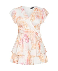 City Chic Plus Summer Frill Playsuit