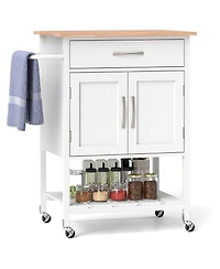 Rolling Kitchen Island Cart with Drawer and Towel Rack – Mobile Kitchen Storage and Prep Cart with Towel Holder