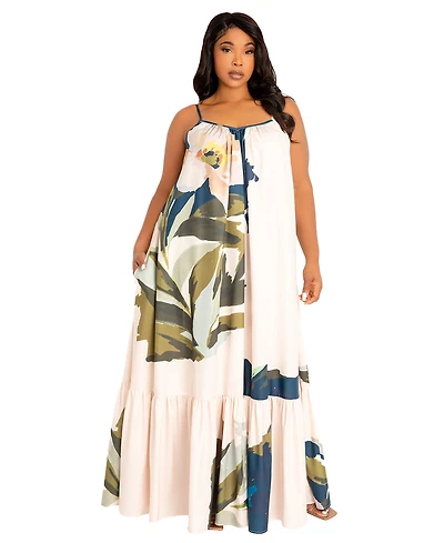 Buxom Couture Women's Floral Voluminous Maxi Dress