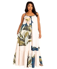 Buxom Couture Women's Floral Voluminous Maxi Dress