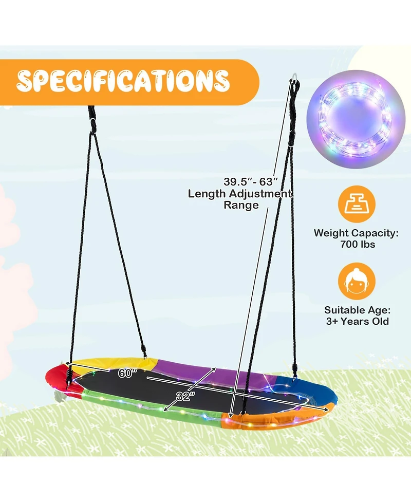 Slickblue Boys Saucer Swing with Led Lights Outdoor Backyard Play