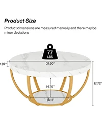 Tribesigns Round Coffee Table, Industrial 2-Tier Circle Coffee Table, Modern 31.7" Wooden Accent Center Table for Living Room, Home Office