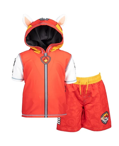 Paw Patrol Toddler Boys Marshall Rash Guard and Swim Trunks Outfit Set