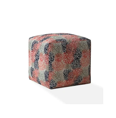 Coral Floral Pouf Ottoman – Colorful and Comfortable Accent