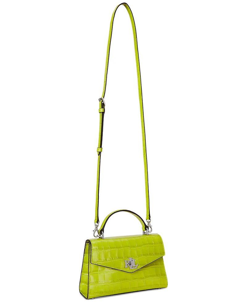 Lauren Ralph Crocodile-Embossed Leather Small Farrah Satchel
