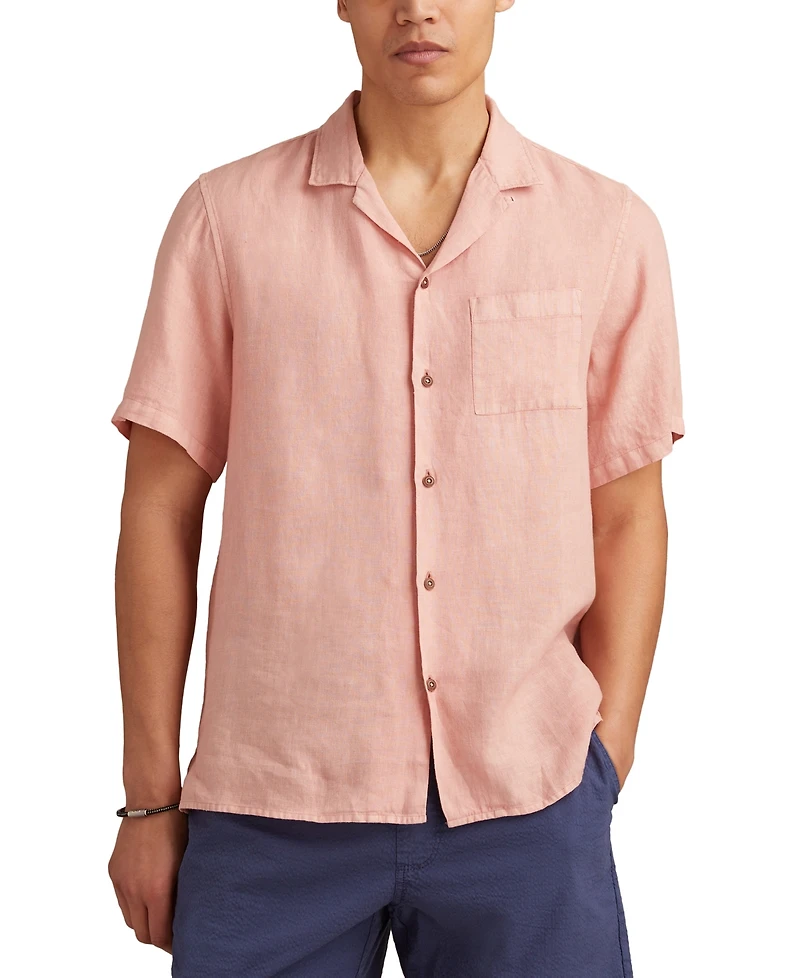 Lucky Brand Men's Linen Short Sleeve Camp Collar Shirt