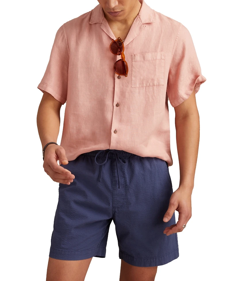 Lucky Brand Men's Linen Short Sleeve Camp Collar Shirt