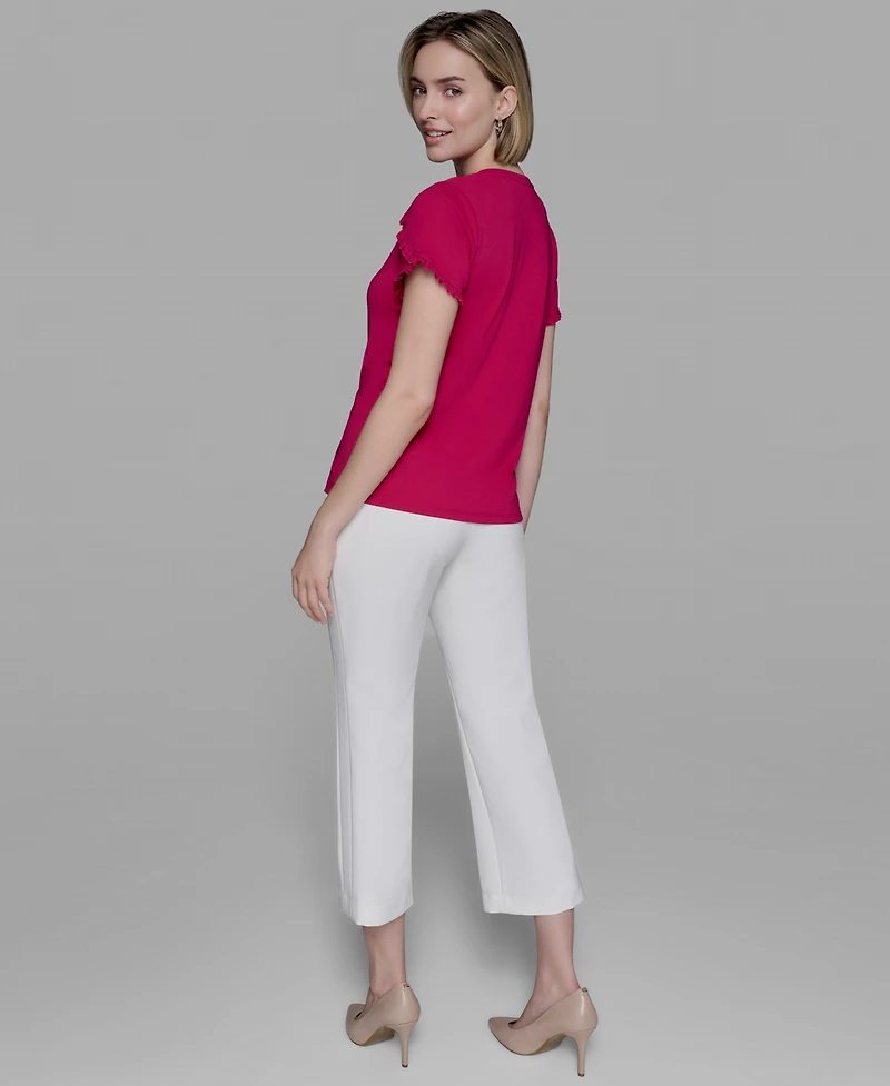 Karl Lagerfeld Paris Women's Tulip-Sleeve Knit Top