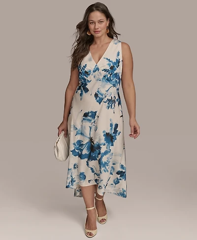 Donna Karan New York Plus V-Neck High-Low Dress