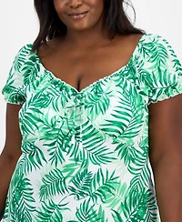 Madden Girl Trendy Plus Puff-Sleeve Midi Dress