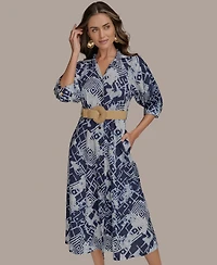 Donna Karan New York Women's Belted Midi Shirt Dress
