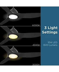 All Seasons 52" Ceiling Fan with Light, Quiet, Alexa/Google, 3 Color Led Lights
