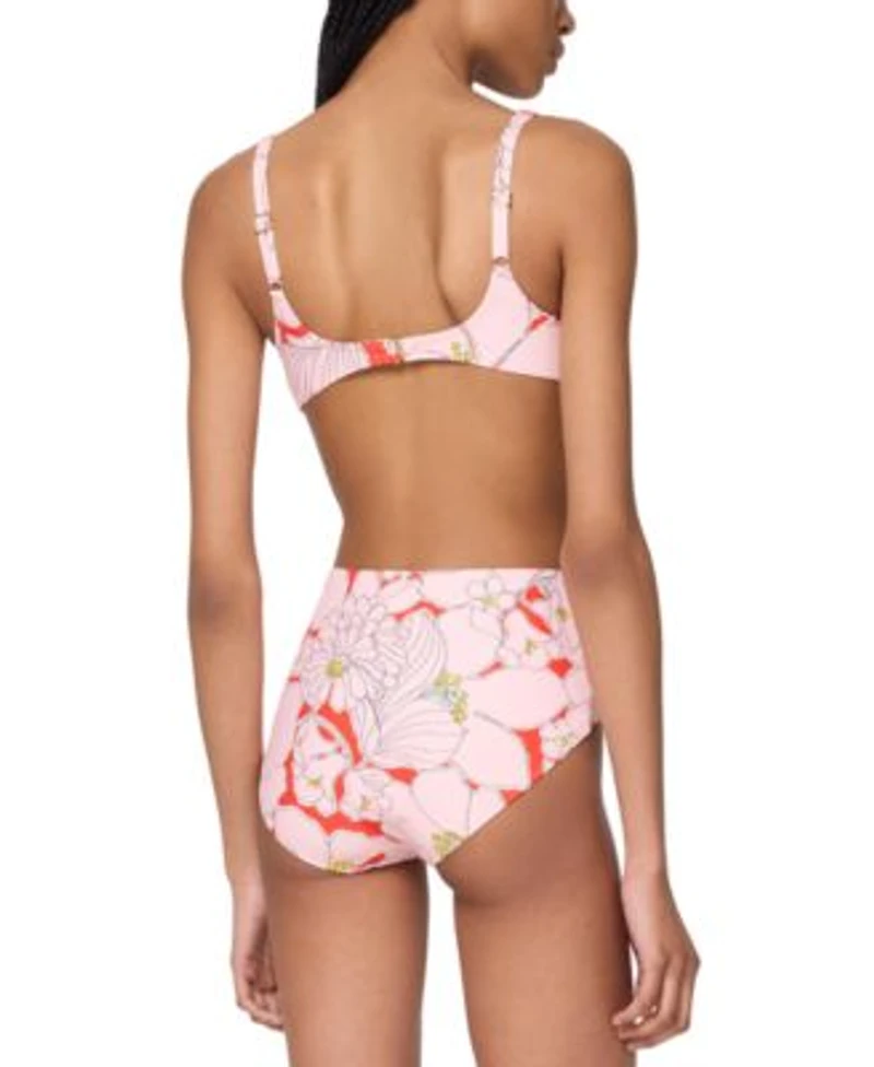 Kate Spade Womens Printed Shirred Bikini Top High Waist Bottoms